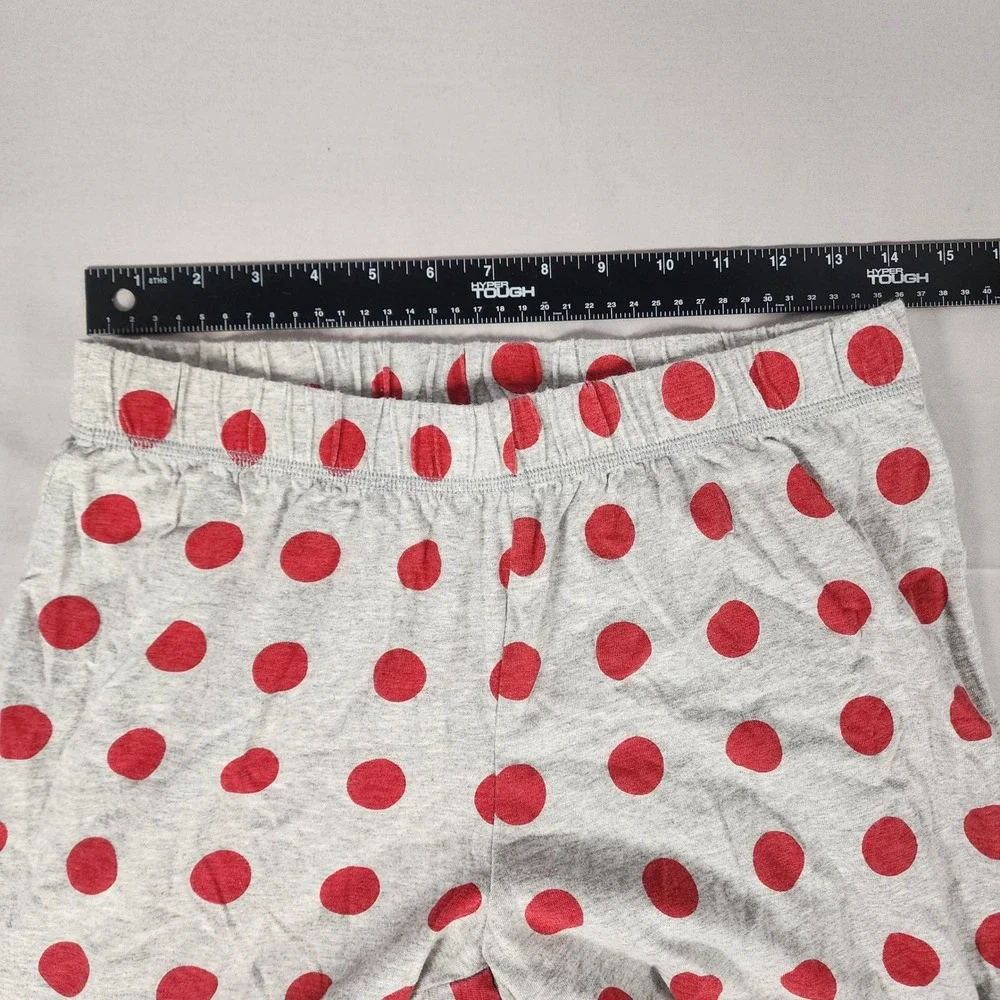 Disney Minnie Mouse Original Mouseketeer Pajama Set Grey Red Polka Dot Womens M